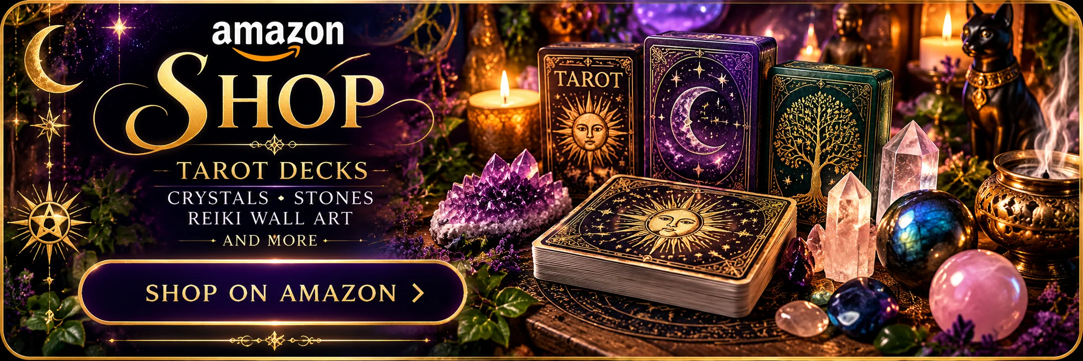 Shop Amazon for tarot decks, crystals, stones, Reiki wall art and more