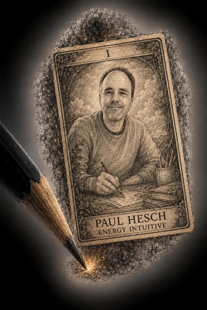 Vintage tarot-style portrait of Paul Hesch