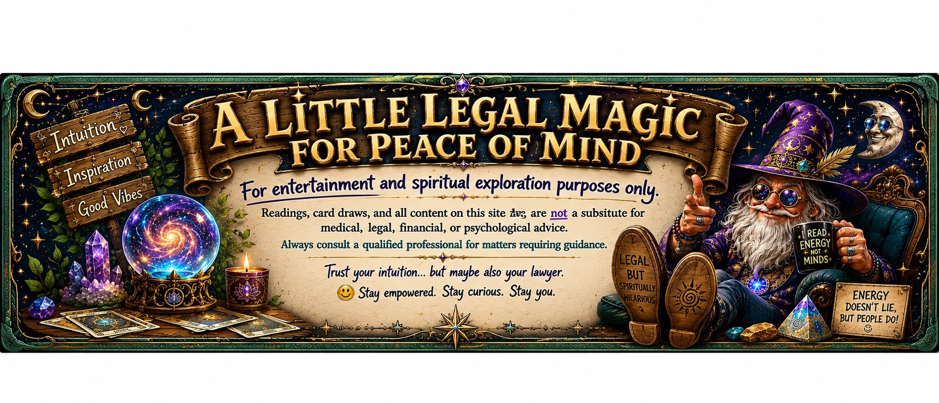 A Little Legal Magic for Peace of Mind — For entertainment and spiritual exploration purposes only