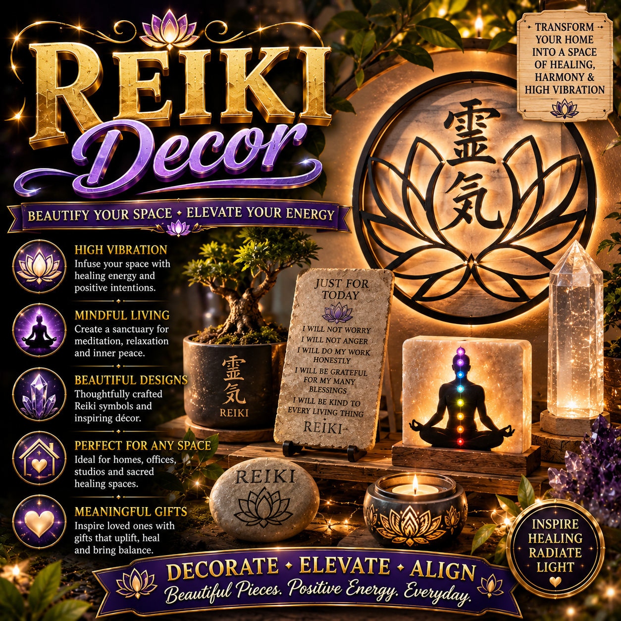Reiki Home Decor on Amazon