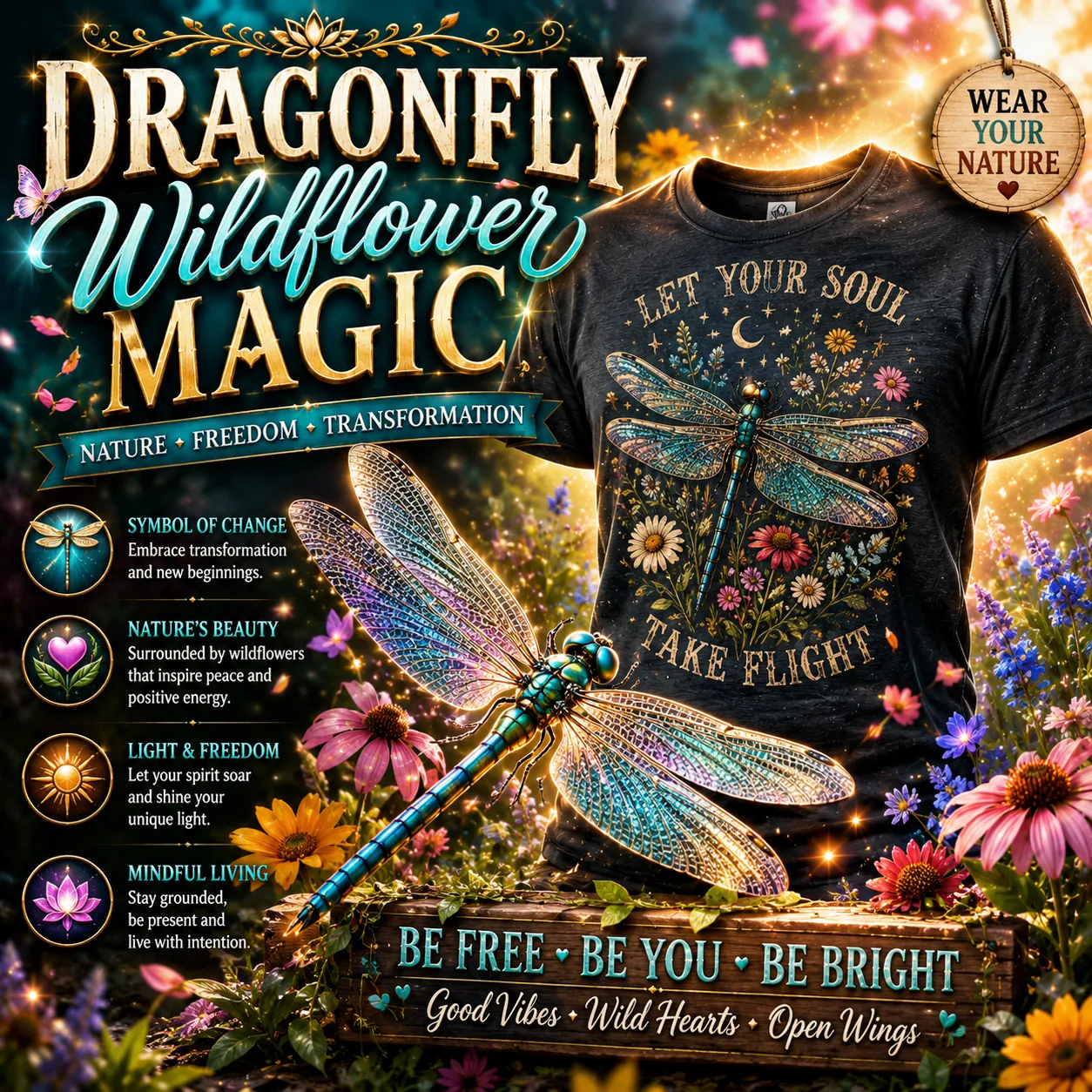 Dragonfly Wildflower T-Shirt